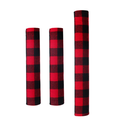 Black And Red Plaid Christmas Refrigerator Door Handle Cover