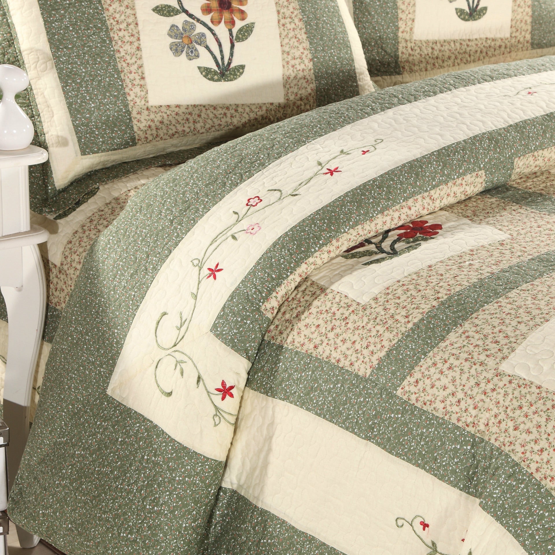 Cotton Quilted Water Wash Quilt Three-piece Set Four-piece Set Real Split Embroidered