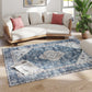 5x7 Area Rug, Vintage Washable Rug, Non-Slip Floor Carpet for Living Room, Bedroom, Dining Room, Blue