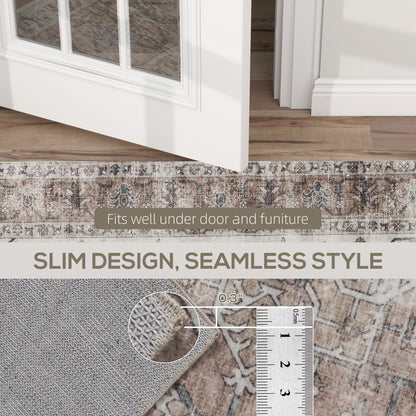 4x6 Area Rug, Vintage Machine Washable Rug, Non-Slip Floor Carpet for Living Room, Bedroom, Dining Room, Tan