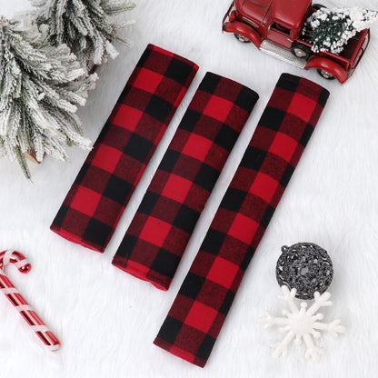 Black And Red Plaid Christmas Refrigerator Door Handle Cover