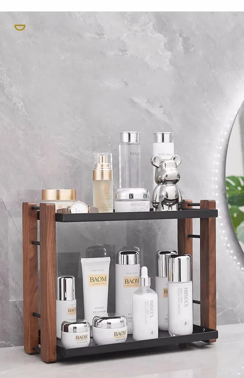 Bathroom Counter Organizer With Coffee Station Cosmetic Holder，Desktop Organizer Home Bedroom Dresser Skincare Lipstick Holder