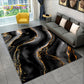 Scandinavian Blue Gold Marble Geometric Area Carpet