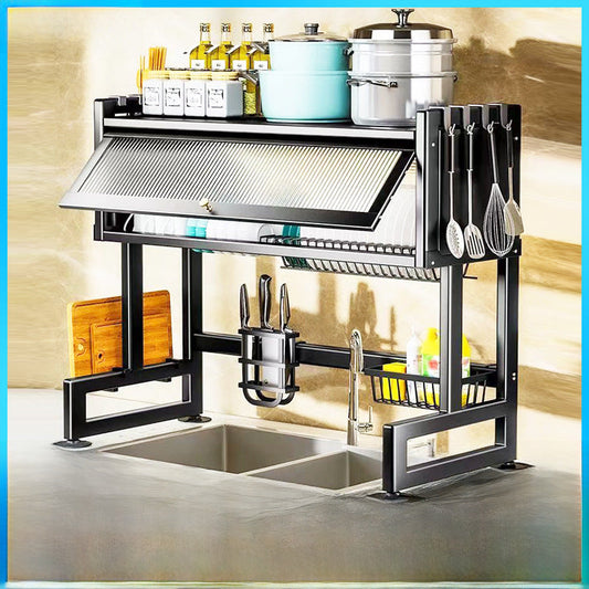 Kitchen Sink Storage Rack Household Countertop Cupboard Punch-Free Dustproof Storage Cabinet Drain Rack Bowl Chopsticks Storage Bowl Rack