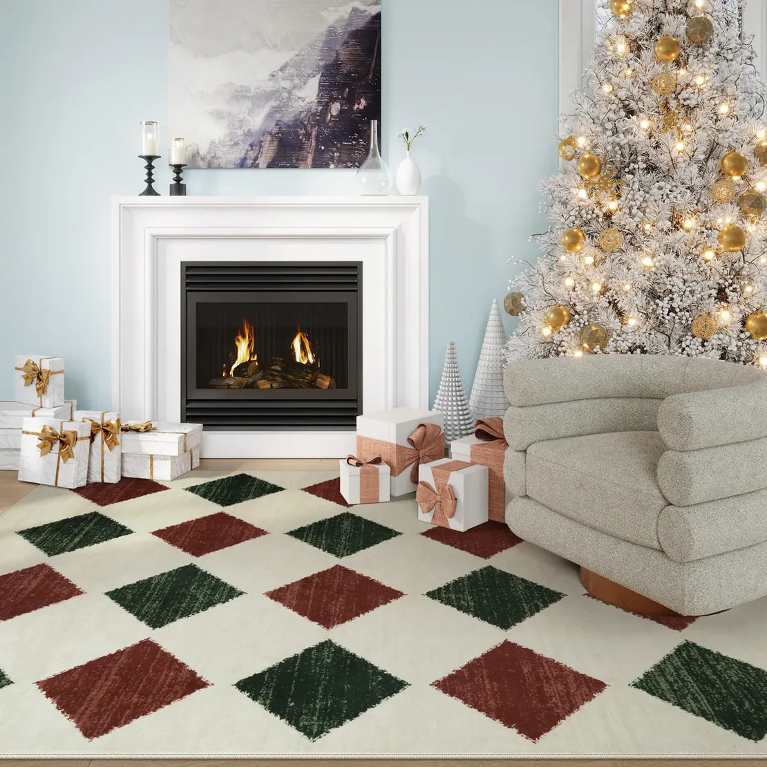 Amazon Cross-Border Christmas Decoration Crystal Velvet Living Room Coffee Table Carpet Bedroom Bedside Non-Slip And Stain-Resistant Carpet