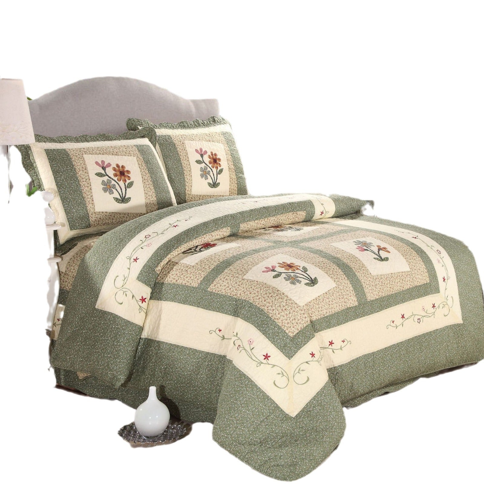 Cotton Quilted Water Wash Quilt Three-piece Set Four-piece Set Real Split Embroidered