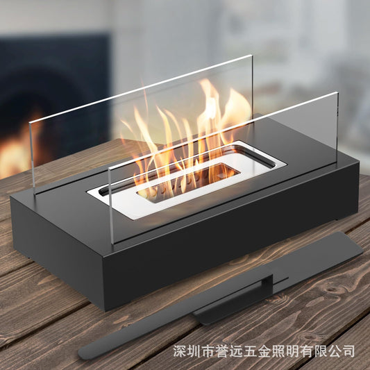 Rectangular Alcohol Fireplace Real Fire Stainless Steel Camping Atmosphere Lamp Portable Heating Fireplace Really Low Price Wholesale And Retail