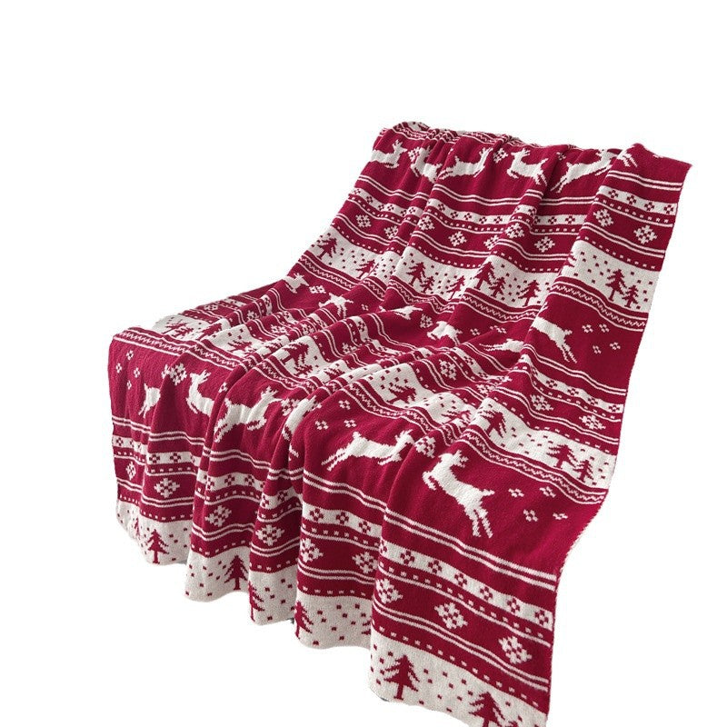 Christmas New Year Blanket Holiday Decorative Blanket Living Room Sofa Blanket Red Blanket Bedroom Bed End Blanket Cover With Knitted Blanket