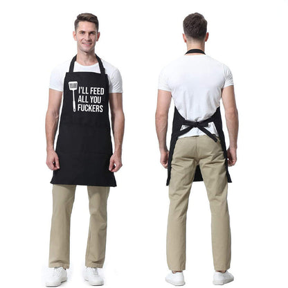 Amazon Explosions Apron Men's And Women's Couple Kitchen Barbecue Cross-border Foreign Trade LOGO Letter I 'LL FEED
