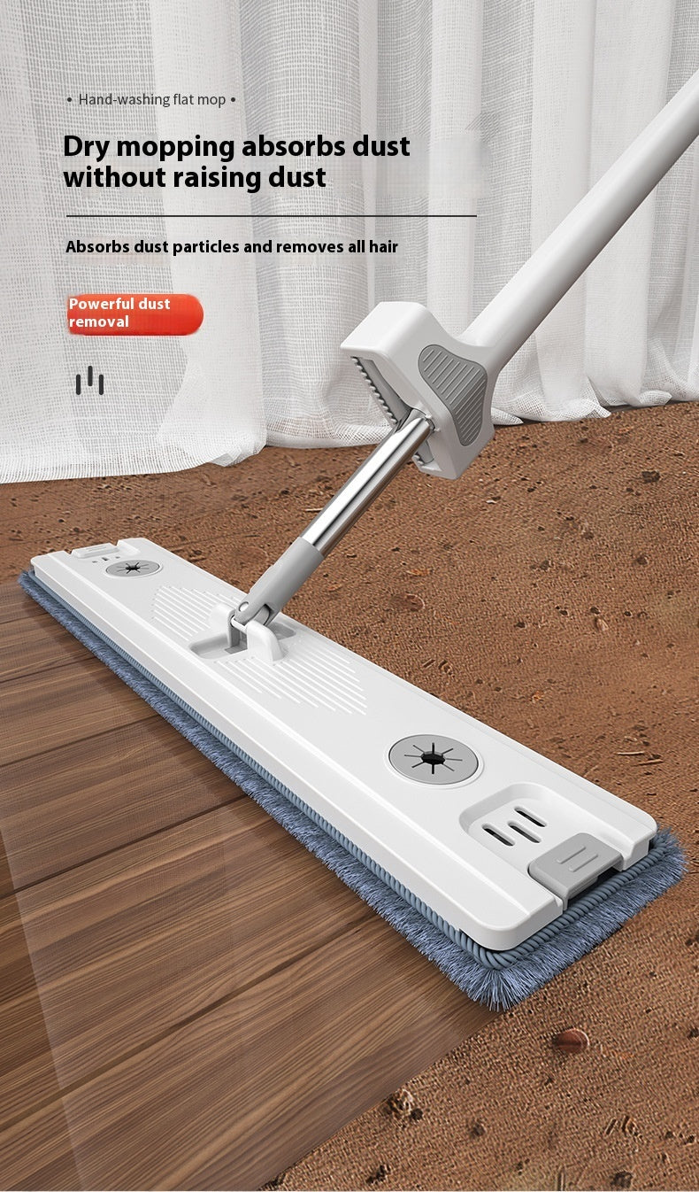 Household Large Absorbent Hands-free Wash Wet Dry Flat Mop